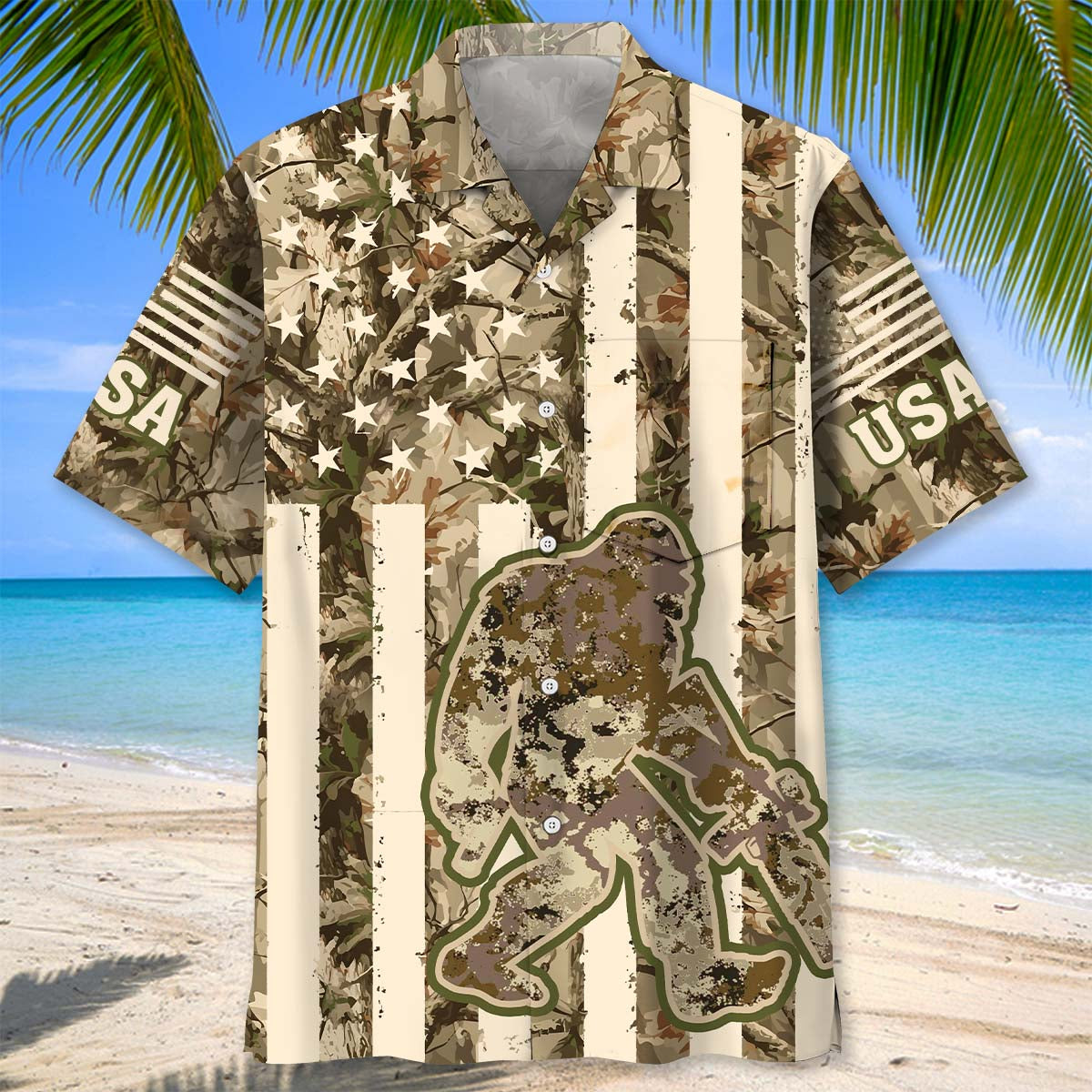 Bigfoot American Flag Camouflage Hawaiian Shirt Bigfoot American Flag Camouflage Hawaiian Shirt - Image 5