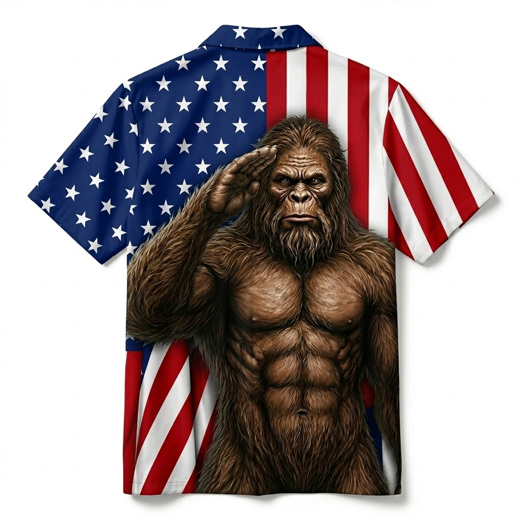 Bigfoot America Patriot Funny Hawaiian Shirt Bigfoot America Patriot Funny Hawaiian Shirt - Image 2