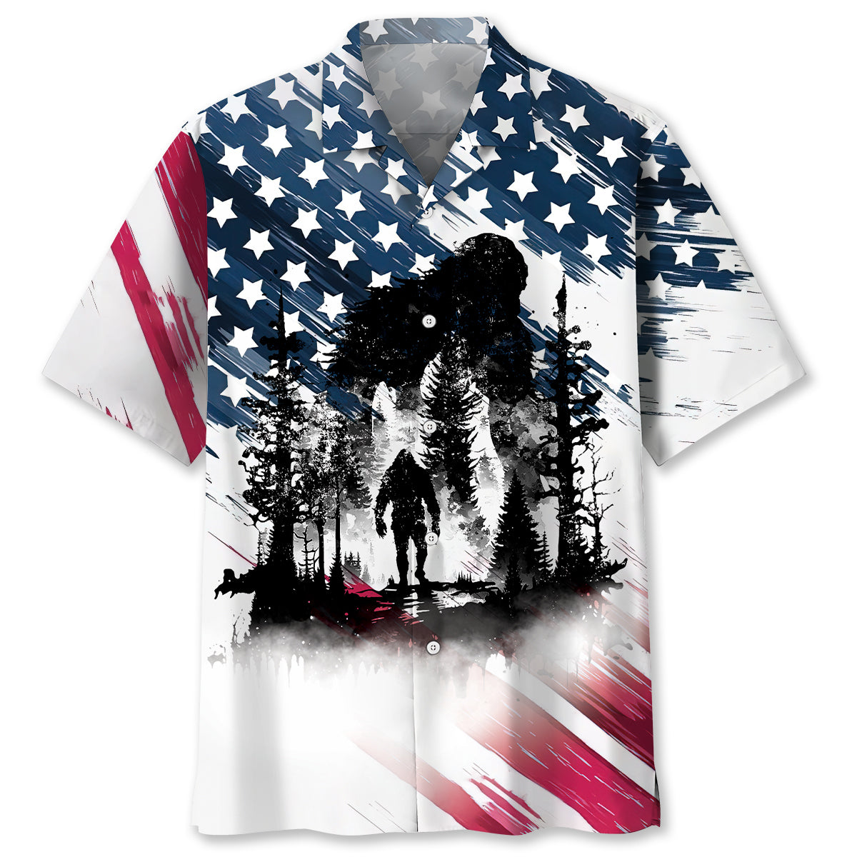 Bigfoot Sasquatch American Flag Patriotic Hawaiian Shirt Bigfoot Sasquatch American Flag Patriotic Hawaiian Shirt