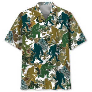 Bigfoot Moss Green Tropical Hawaiian Shirt