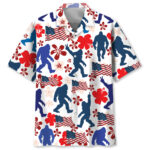 Bigfoot America Hibiscus Hawaiian Shirt