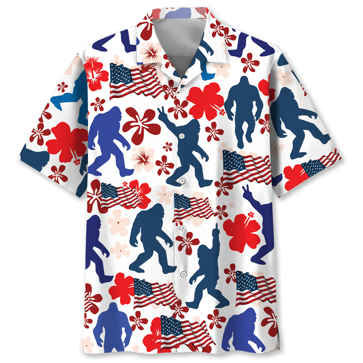 Bigfoot America Hibiscus Hawaiian Shirt Bigfoot America Hibiscus Hawaiian Shirt