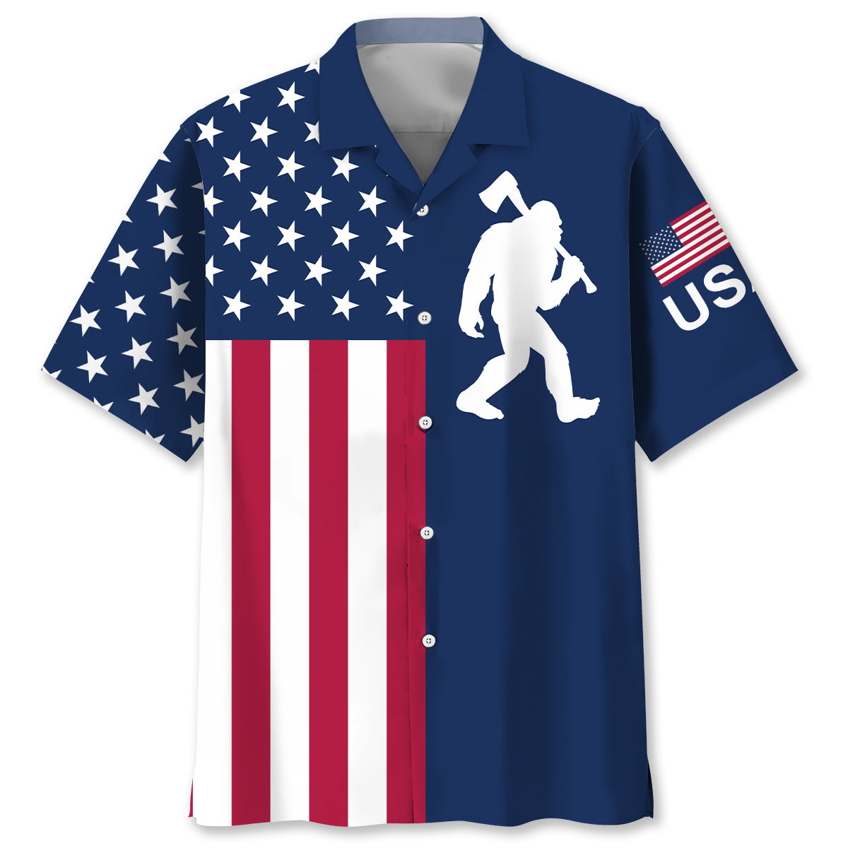 America Bigfoot Carries Axe Hawaiian Shirt America Bigfoot Carries Axe Hawaiian Shirt