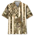 Bigfoot American Flag Camouflage Hawaiian Shirt
