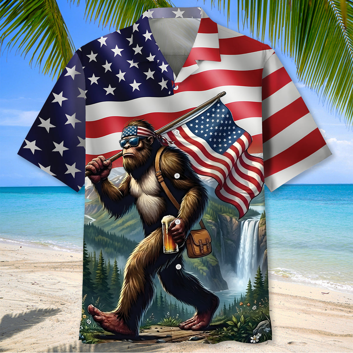 Bigfoot Freedom Hawaiian Shirt Bigfoot Freedom Hawaiian Shirt - Image 2