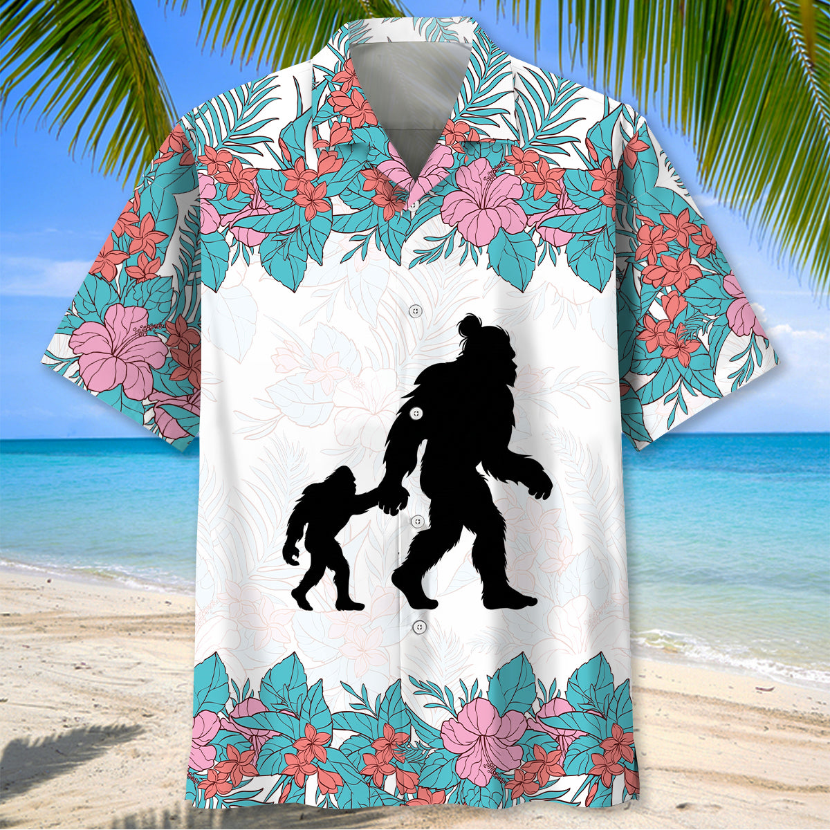 Bigfoot Hibiscus Floral Hawaiian Shirt Bigfoot Hibiscus Floral Hawaiian Shirt - Image 2