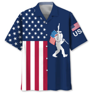 America Bigfoot Patriot Hawaiian Shirt