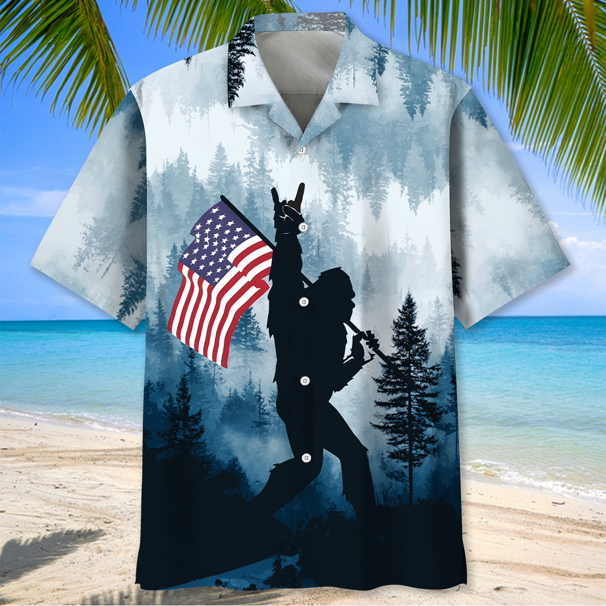 Bigfoot Patriotic Hawaiian Shirt Bigfoot Patriotic Hawaiian Shirt - Image 2
