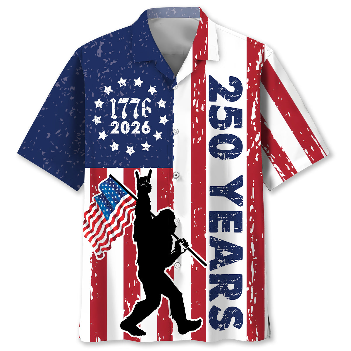 Patriotic Bigfoot 250 Years Hawaiian Shirt Patriotic Bigfoot 250 Years Hawaiian Shirt