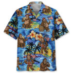 Funny Bigfoot America Aloha Island Hawaiian Shirt