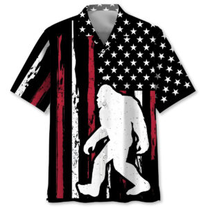 Vintage Bigfoot Patriotic Hawaiian Shirt