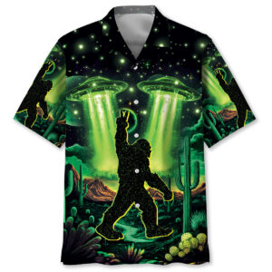 Bigfoot Strolls in a Desert Night Hawaiian Shirt