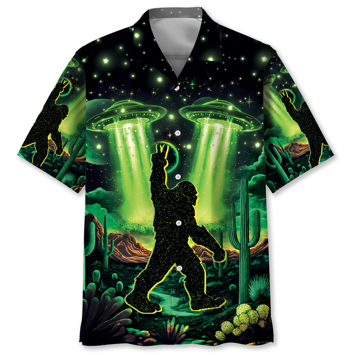 Bigfoot Strolls in a Desert Night Hawaiian Shirt Bigfoot Strolls in a Desert Night Hawaiian Shirt