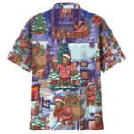 Front view of the bigfoot celebrate xmas hawaiian shirt featuring vibrant holiday designs and a festive color palette.
