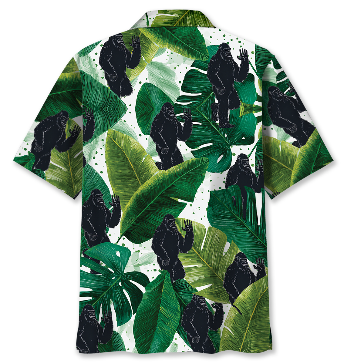 Bigfoot Silhouette Monstera Leaves Hawaiian Shirt Bigfoot Silhouette Monstera Leaves Hawaiian Shirt - Image 3