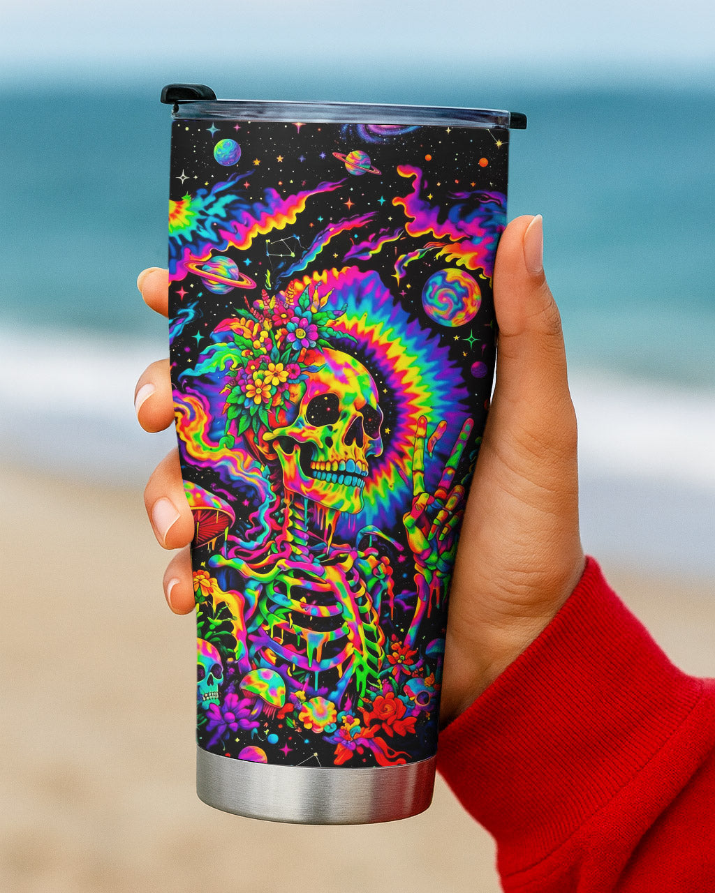 HIPPIE SKULL PSYCHEDELIC TUMBLER HIPPIE SKULL PSYCHEDELIC TUMBLER - Image 2