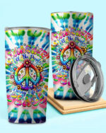 Imagine All the People Living Life in Peace Tie Dye Insulated Tumbler - 20oz 30oz 40oz