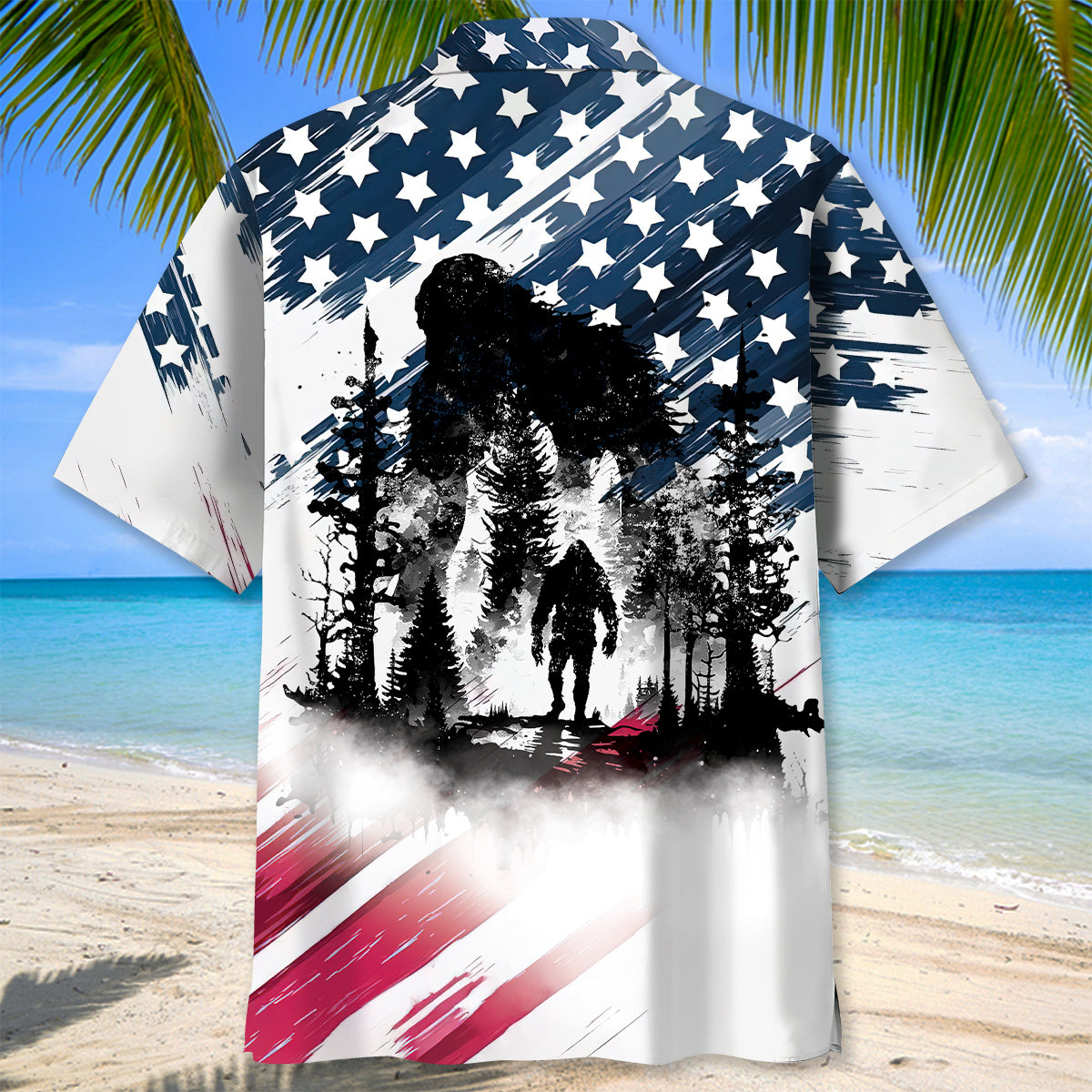 Bigfoot Sasquatch American Flag Patriotic Hawaiian Shirt Bigfoot Sasquatch American Flag Patriotic Hawaiian Shirt - Image 4