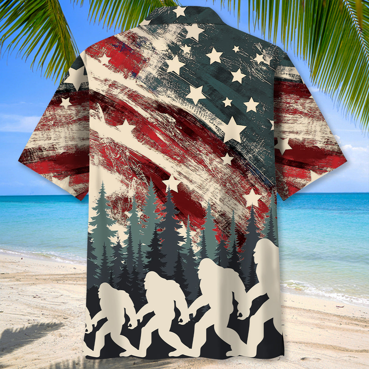 Vintage Bigfoot USA Flag Hawaiian Shirt Vintage Bigfoot USA Flag Hawaiian Shirt - Image 4