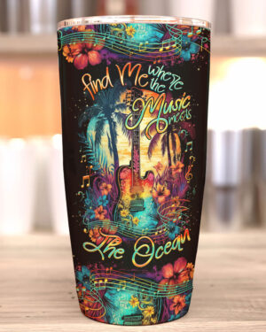Find me Where the Music Meets the Ocean Guitar Insulated Tumbler - 20oz 30oz 40oz