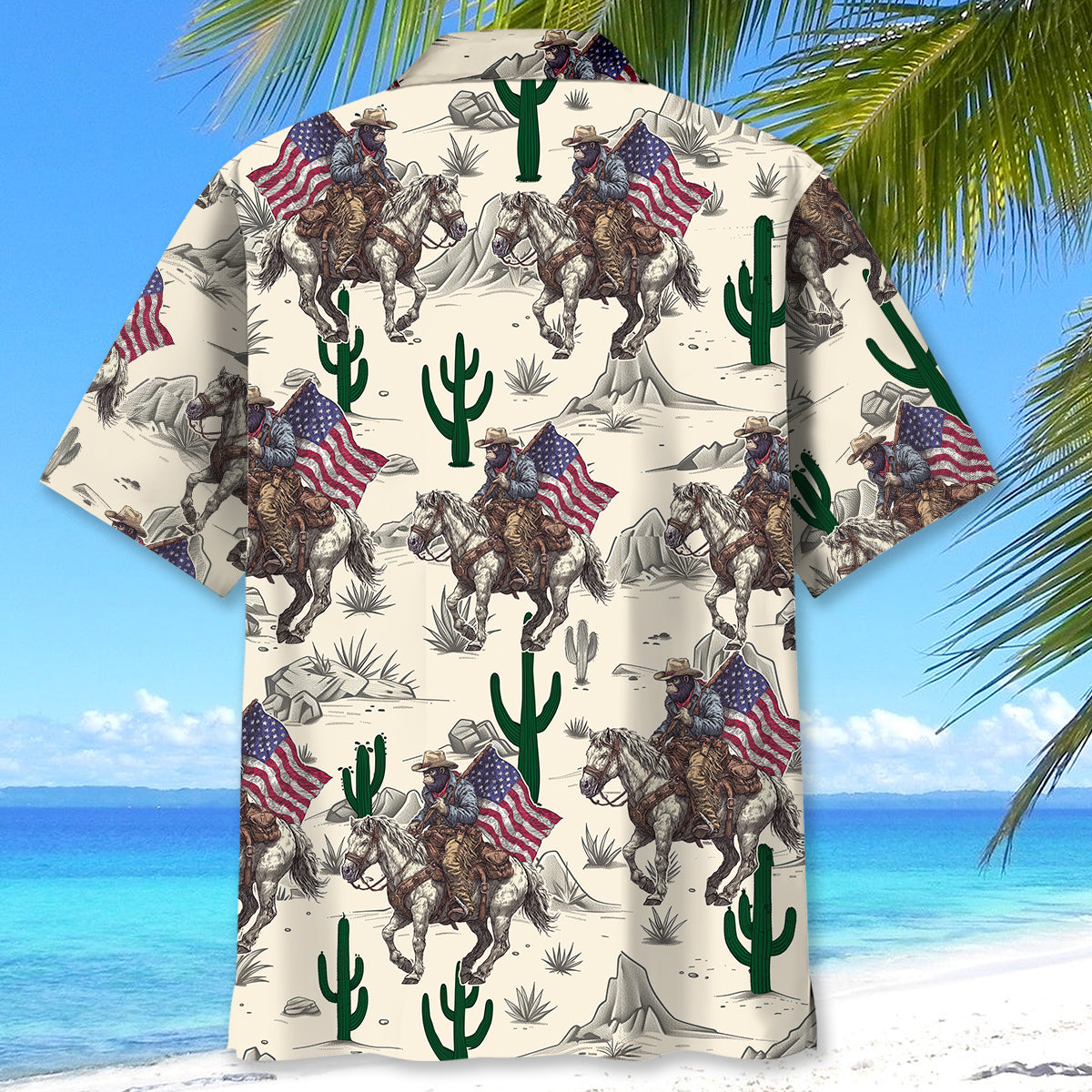 Patriotic Bigfoot Cowboy Hawaiian Shirt Patriotic Bigfoot Cowboy Hawaiian Shirt - Image 4
