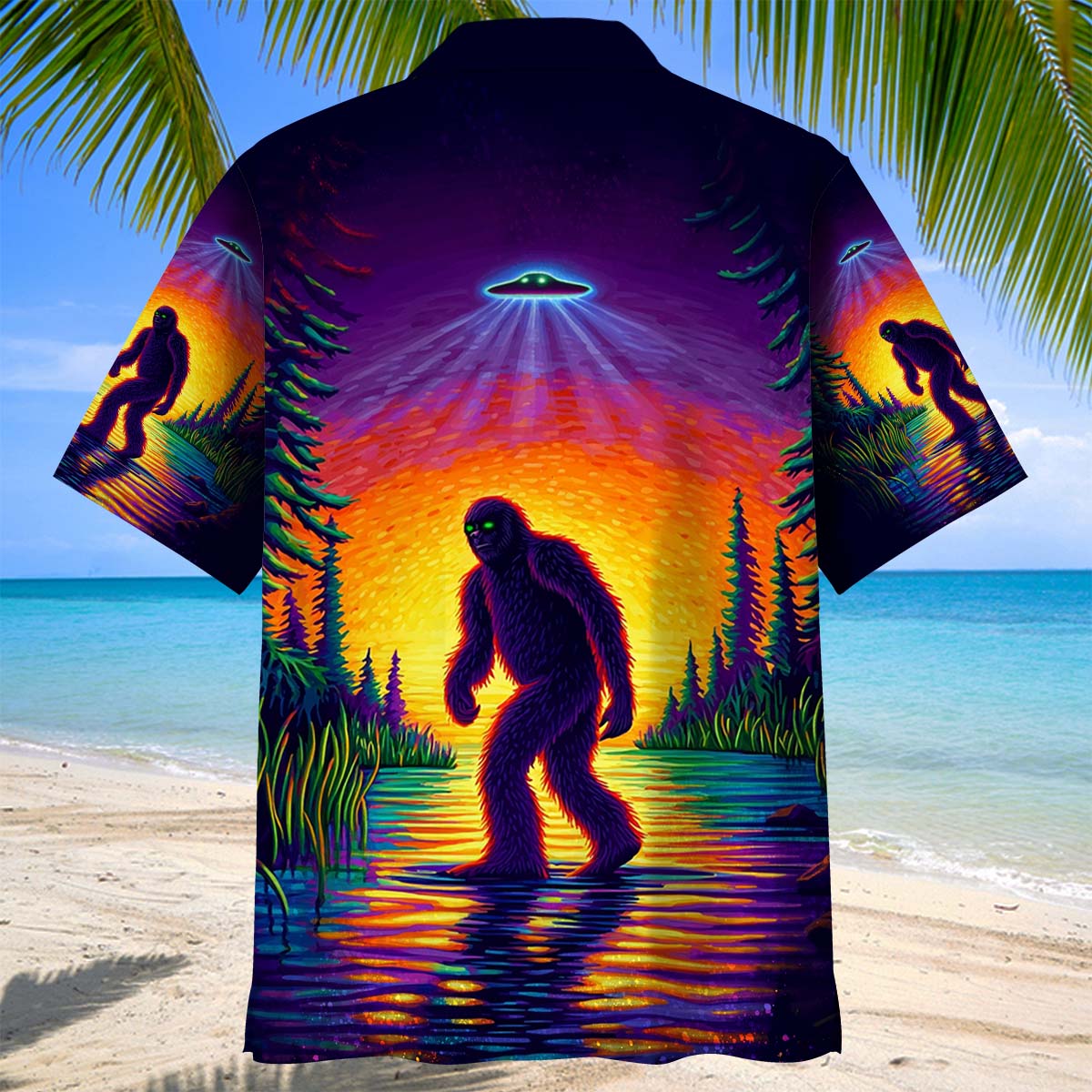 Alien Bigfoot Stranger Night Hawaiian Shirt Alien Bigfoot Stranger Night Hawaiian Shirt - Image 4