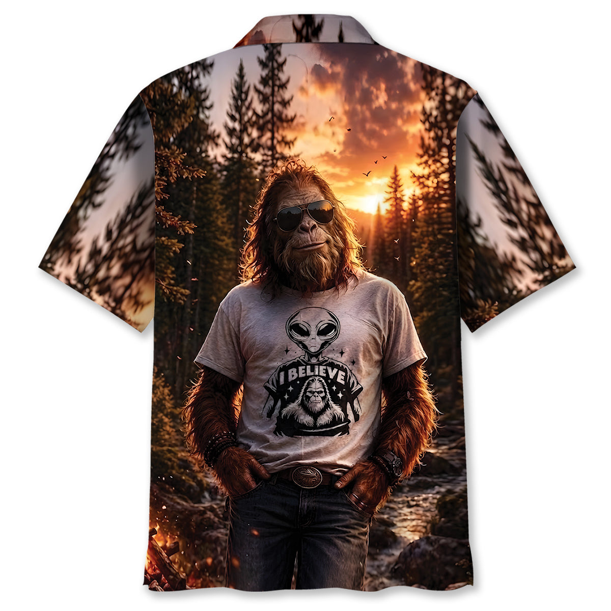 Bigfoot I Believe Hawaiian Shirt Bigfoot I Believe Hawaiian Shirt - Image 3