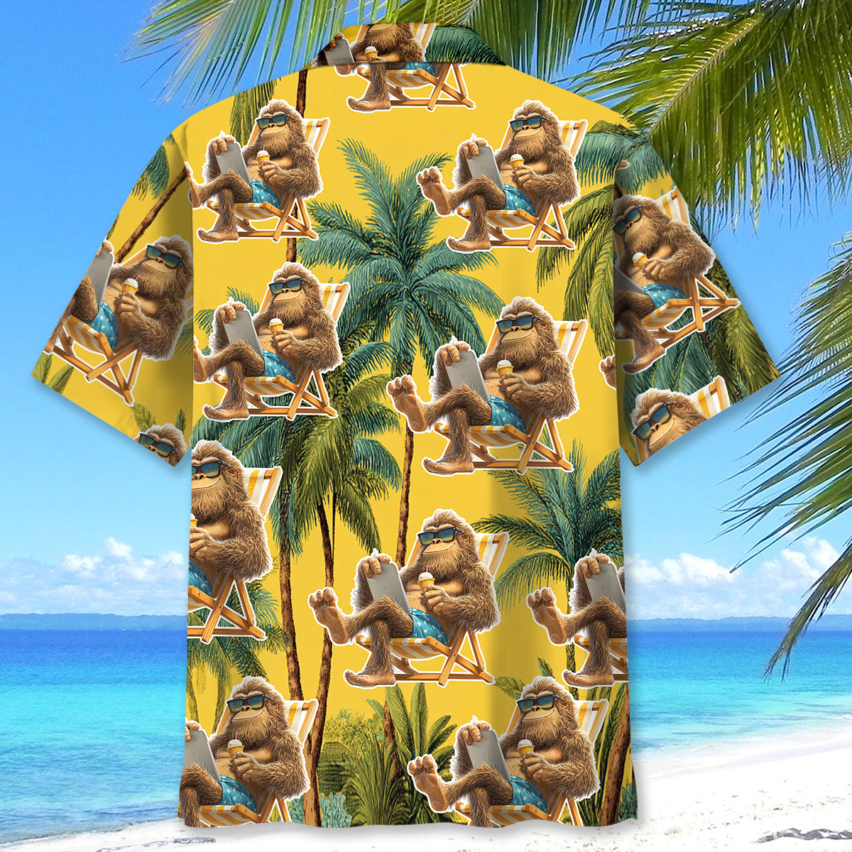 Funny Bigfoot Chilling Hawaiian Shirt Funny Bigfoot Chilling Hawaiian Shirt - Image 4