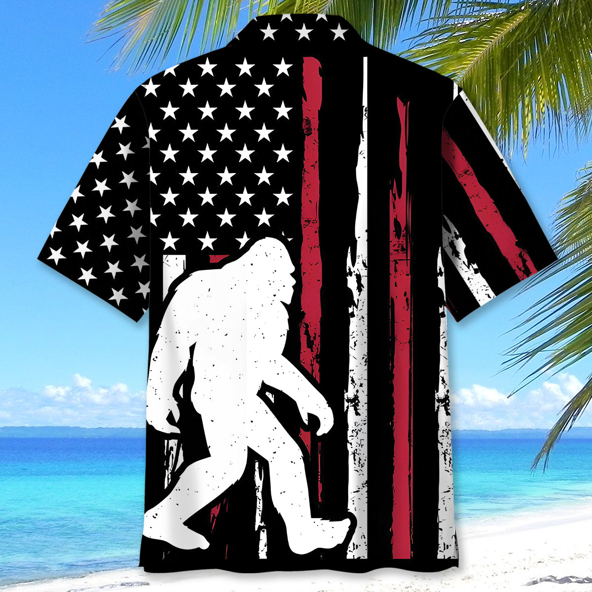 Vintage Bigfoot Patriotic Hawaiian Shirt Vintage Bigfoot Patriotic Hawaiian Shirt - Image 4