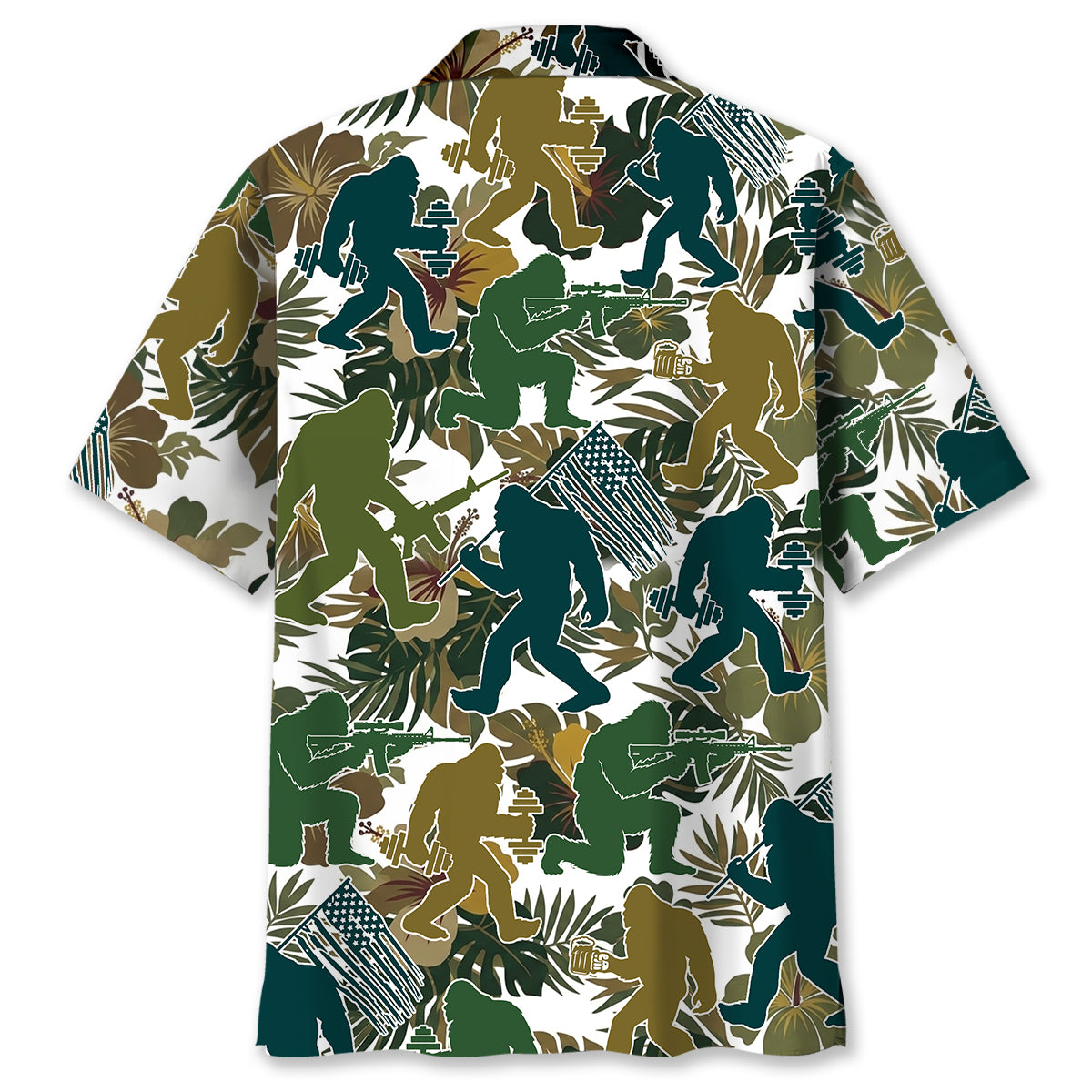 Bigfoot Moss Green Tropical Hawaiian Shirt Bigfoot Moss Green Tropical Hawaiian Shirt - Image 3