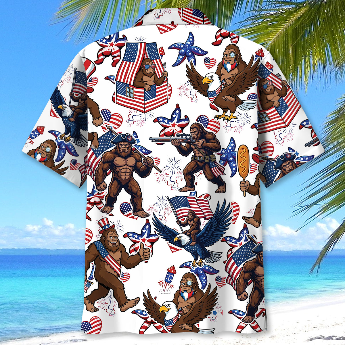 Bigfoot Starfish Patriotic Hawaiian Shirt Bigfoot Starfish Patriotic Hawaiian Shirt - Image 3