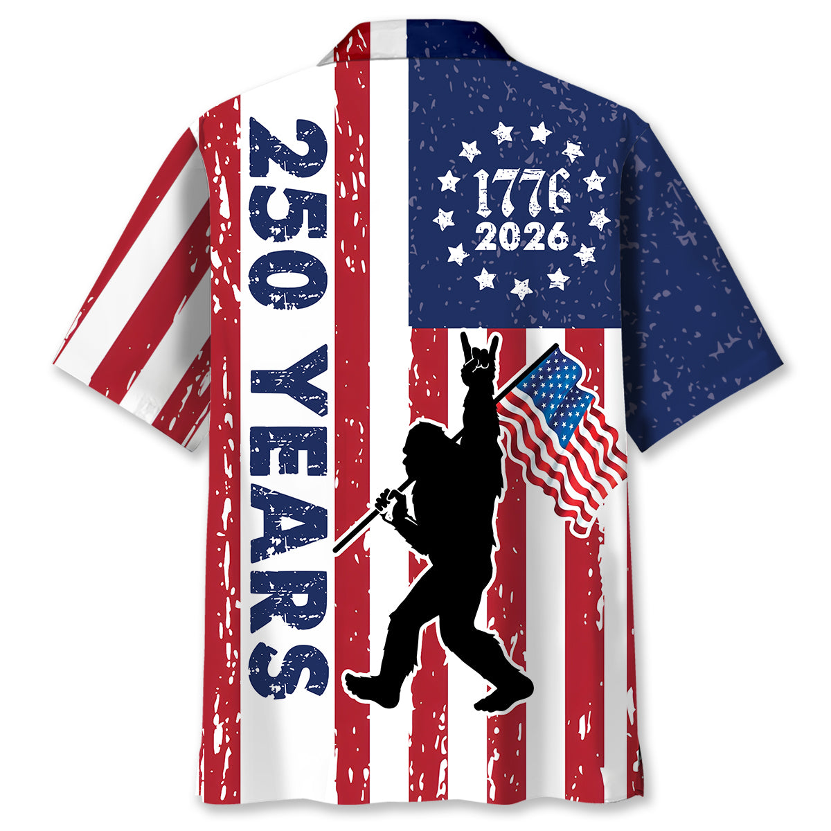Patriotic Bigfoot 250 Years Hawaiian Shirt Patriotic Bigfoot 250 Years Hawaiian Shirt - Image 3