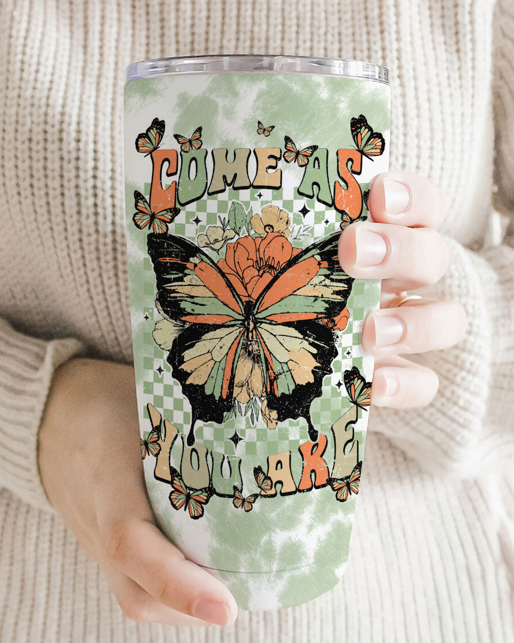 Come As You Are Insulated Tumbler | Stylish Drinkware Lifestyle image featuring the Come As You Are insulated tumbler on a picnic table, surrounded by nature.