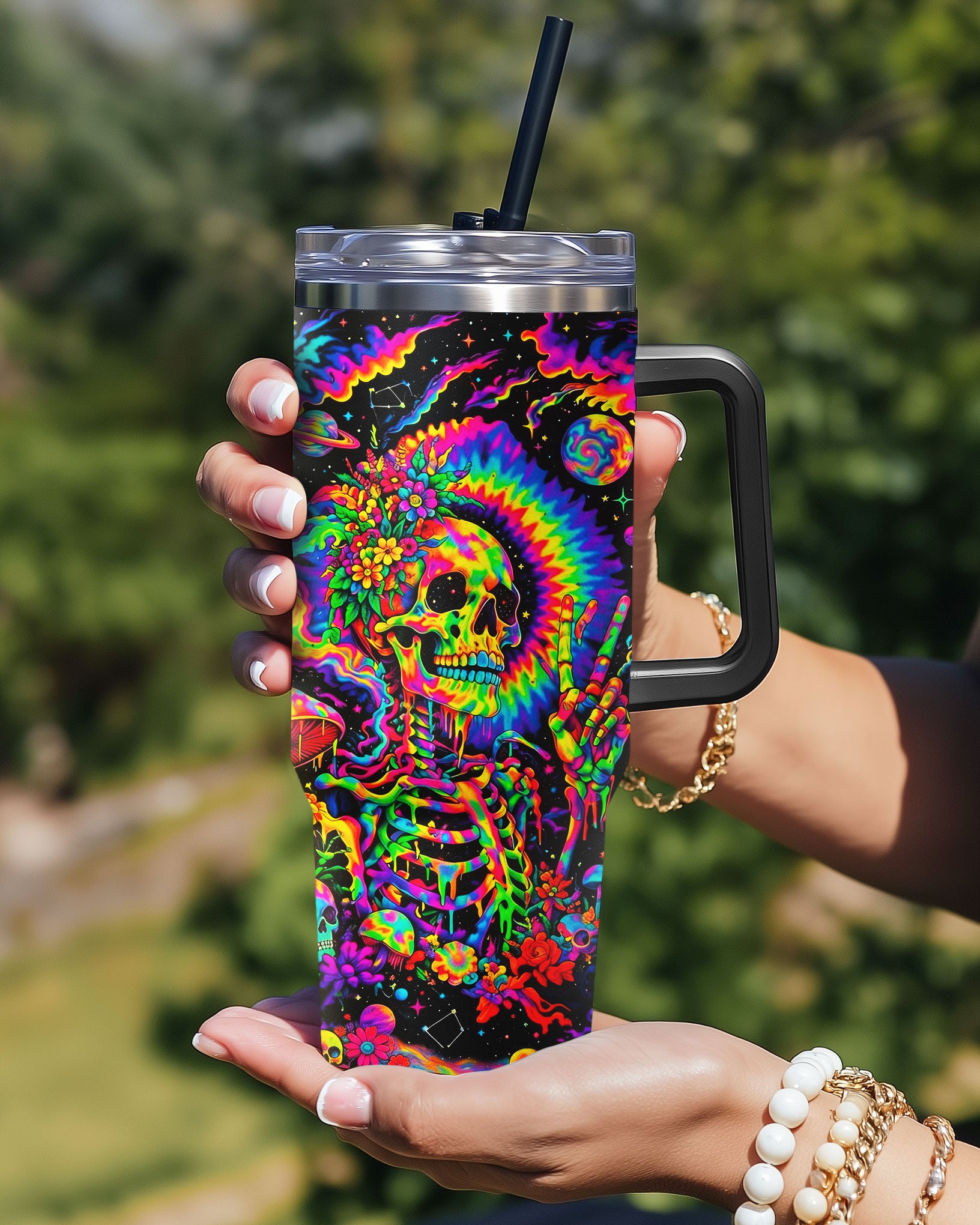 HIPPIE SKULL PSYCHEDELIC TUMBLER HIPPIE SKULL PSYCHEDELIC TUMBLER