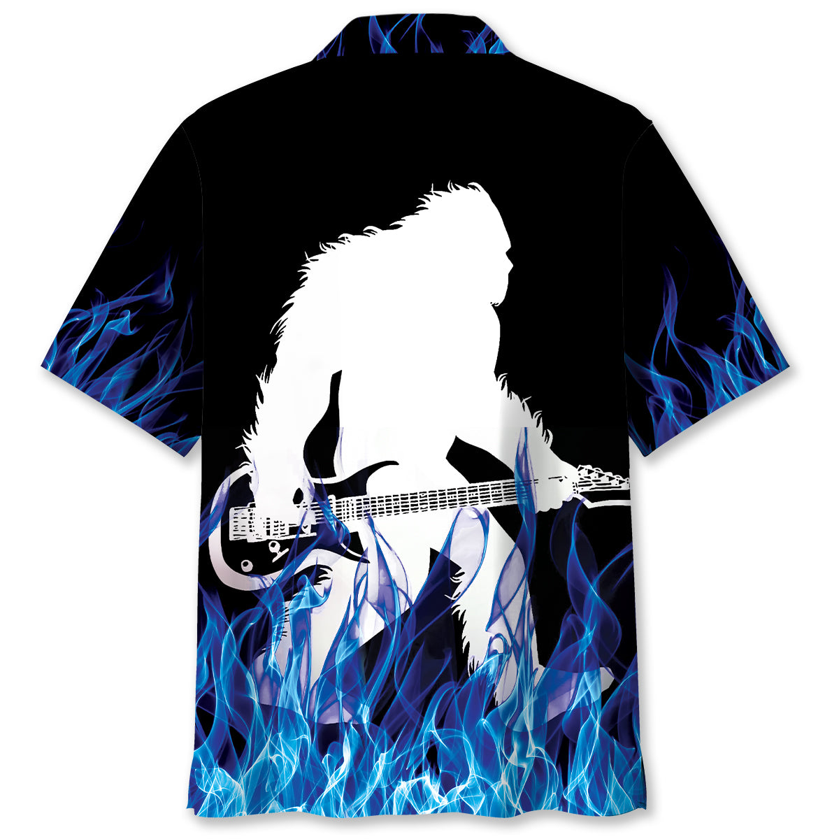 Bigfoot Playing a Guitar Rock on Sasquatch Hawaiian Shirt Bigfoot Playing a Guitar Rock on Sasquatch Hawaiian Shirt - Image 3