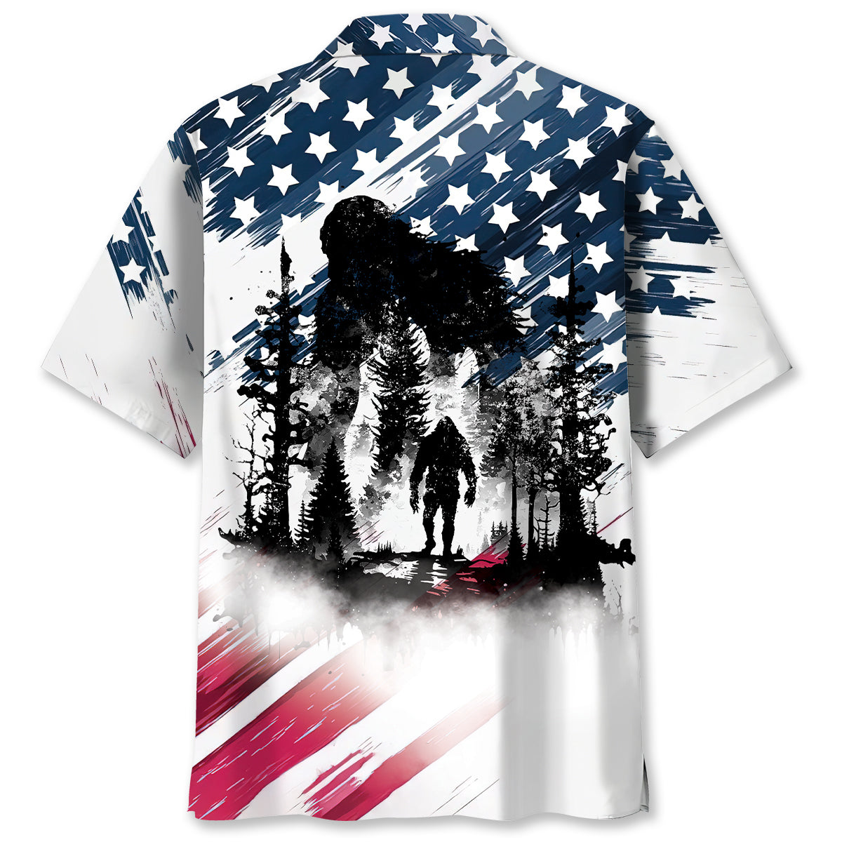 Bigfoot Sasquatch American Flag Patriotic Hawaiian Shirt Bigfoot Sasquatch American Flag Patriotic Hawaiian Shirt - Image 3