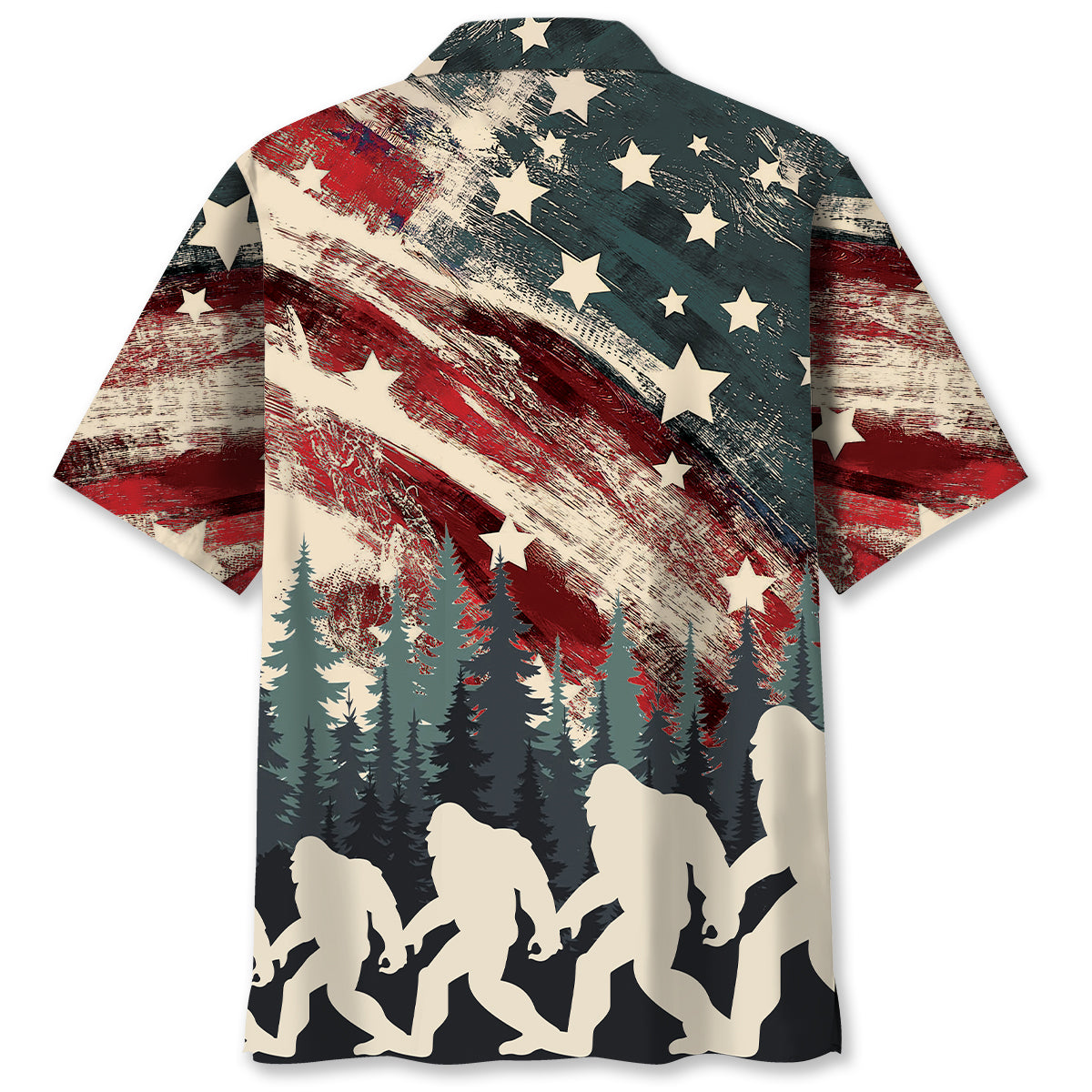 Vintage Bigfoot USA Flag Hawaiian Shirt Vintage Bigfoot USA Flag Hawaiian Shirt - Image 3
