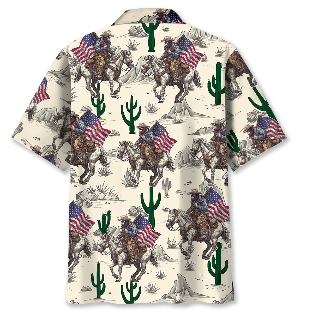 Patriotic Bigfoot Cowboy Hawaiian Shirt Patriotic Bigfoot Cowboy Hawaiian Shirt - Image 3