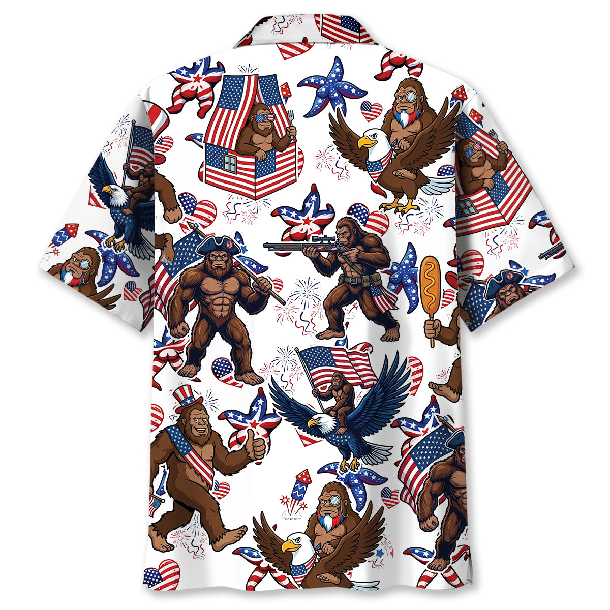 Bigfoot Starfish Patriotic Hawaiian Shirt Bigfoot Starfish Patriotic Hawaiian Shirt - Image 4