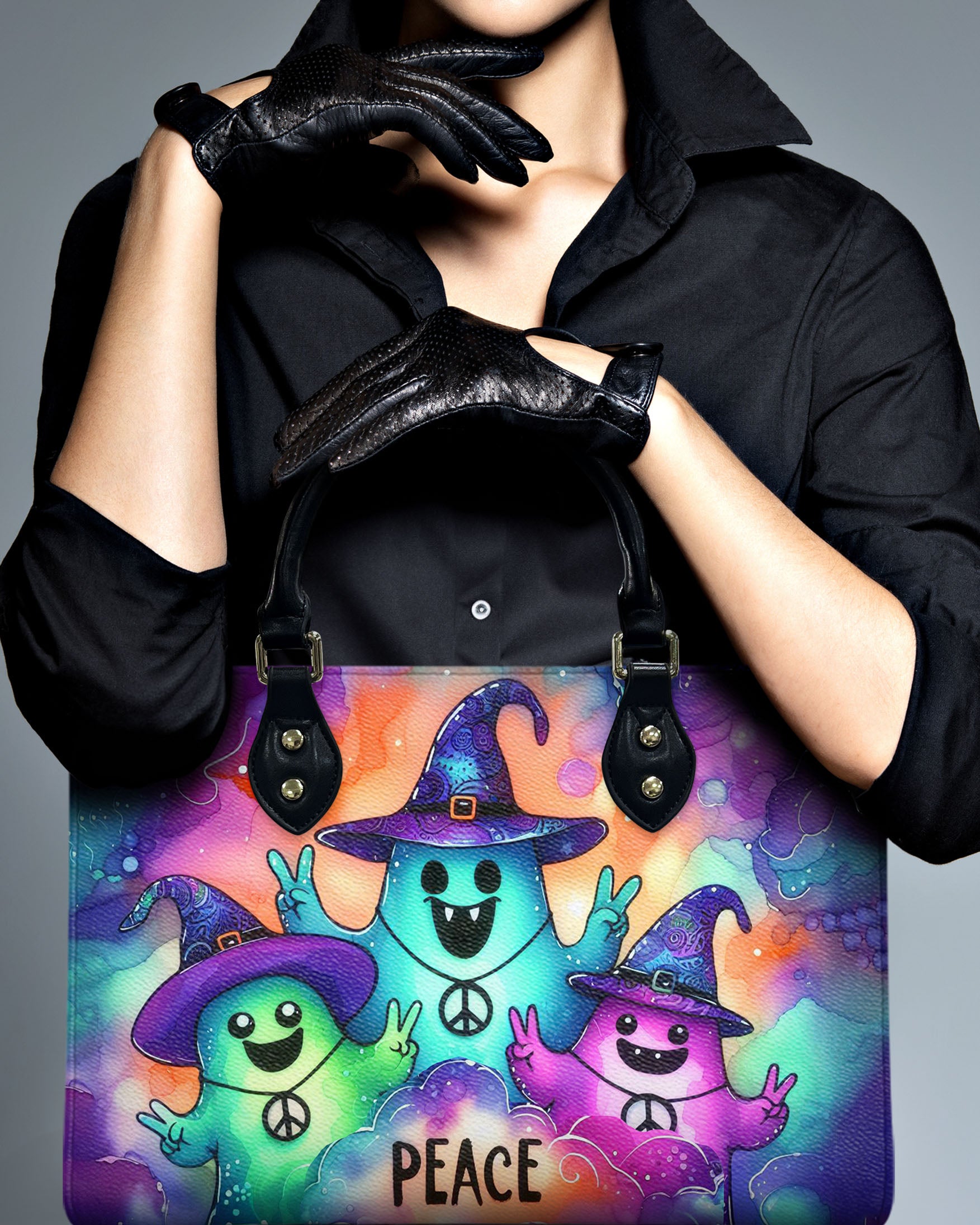 Peace Cute Ghost Halloween Leather Handbag 4_541b45de-2add-4bb6-b481-c6d74708c188.jpg