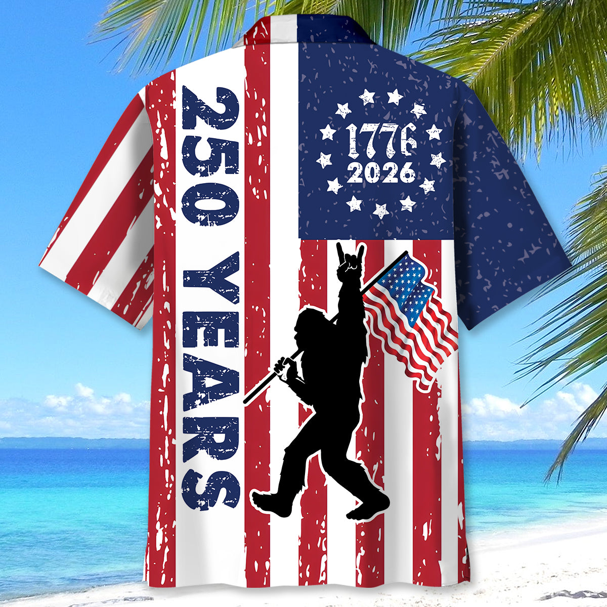 Patriotic Bigfoot 250 Years Hawaiian Shirt Patriotic Bigfoot 250 Years Hawaiian Shirt - Image 4
