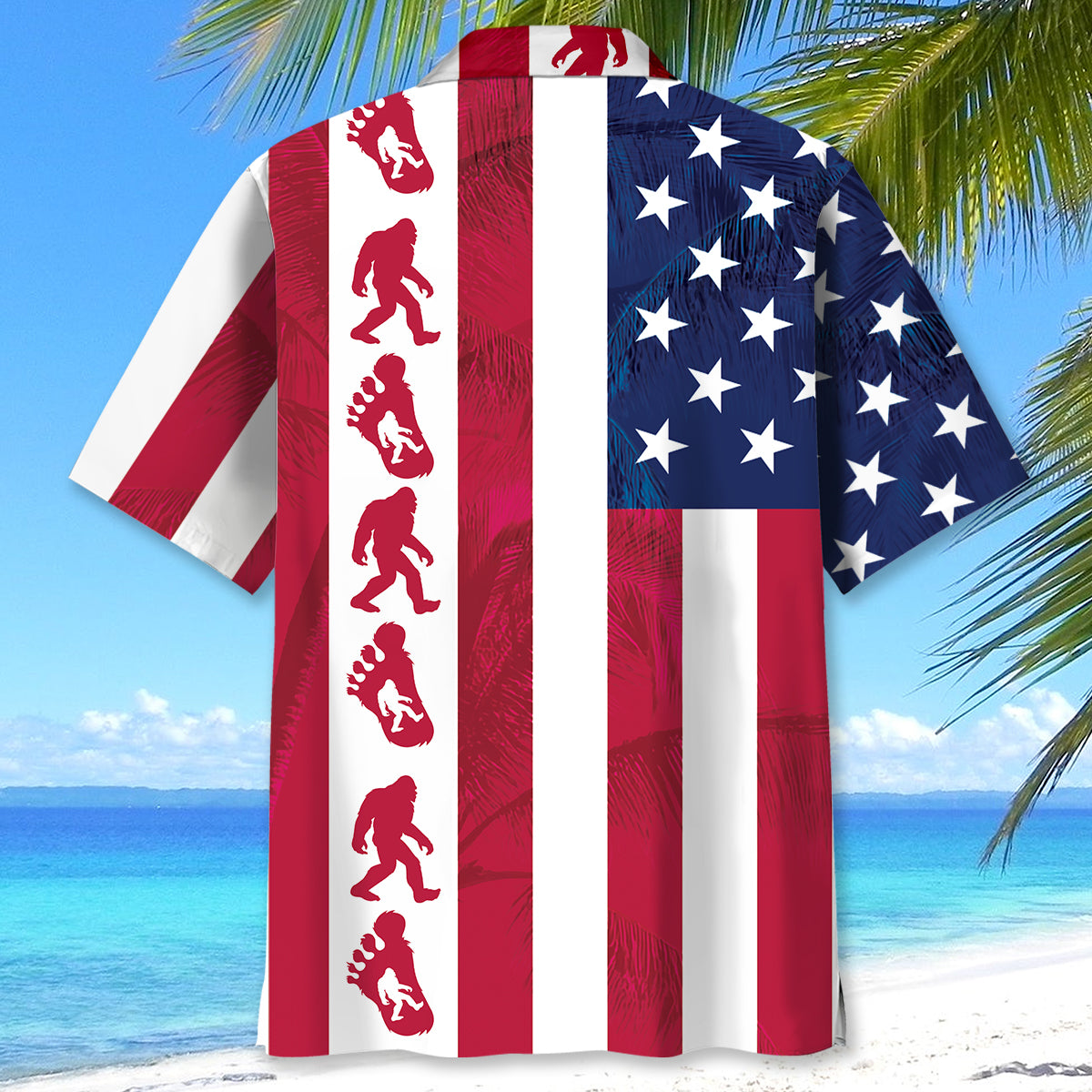 Patriotic Bigfoot USA Flag Hawaiian Shirt Patriotic Bigfoot USA Flag Hawaiian Shirt - Image 4