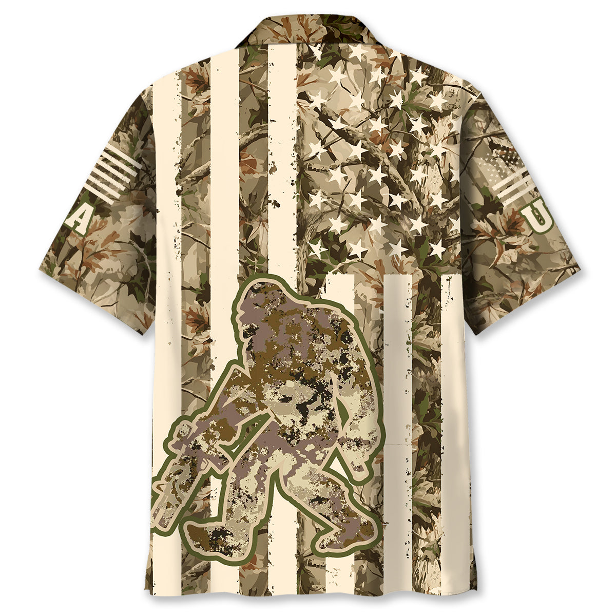 Bigfoot American Flag Camouflage Hawaiian Shirt Bigfoot American Flag Camouflage Hawaiian Shirt - Image 3