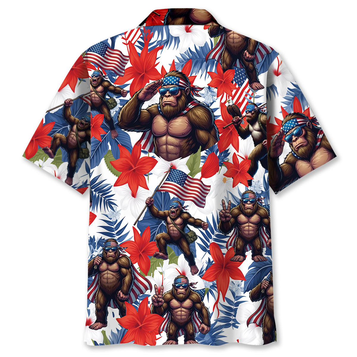 Bigfoot Funny Tropical Patriotic Hawaiian Shirt Bigfoot Funny Tropical Patriotic Hawaiian Shirt - Image 4