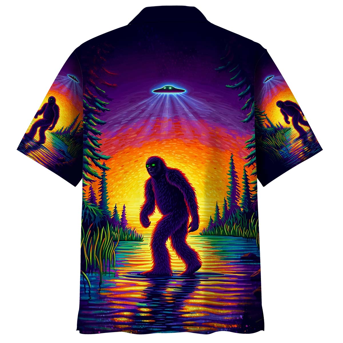 Alien Bigfoot Stranger Night Hawaiian Shirt Alien Bigfoot Stranger Night Hawaiian Shirt - Image 3