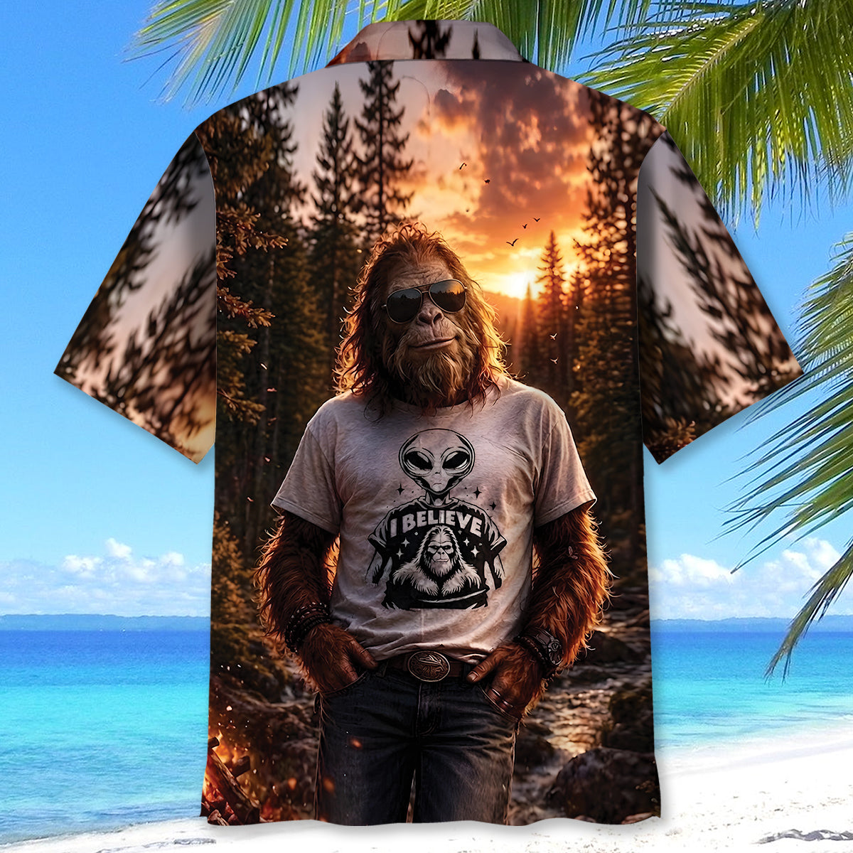 Bigfoot I Believe Hawaiian Shirt Bigfoot I Believe Hawaiian Shirt - Image 4