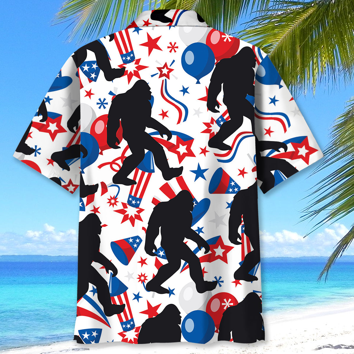 4th of July Celebration Bigfoot Hawaiian Shirt 4th of July Celebration Bigfoot Hawaiian Shirt - Image 4