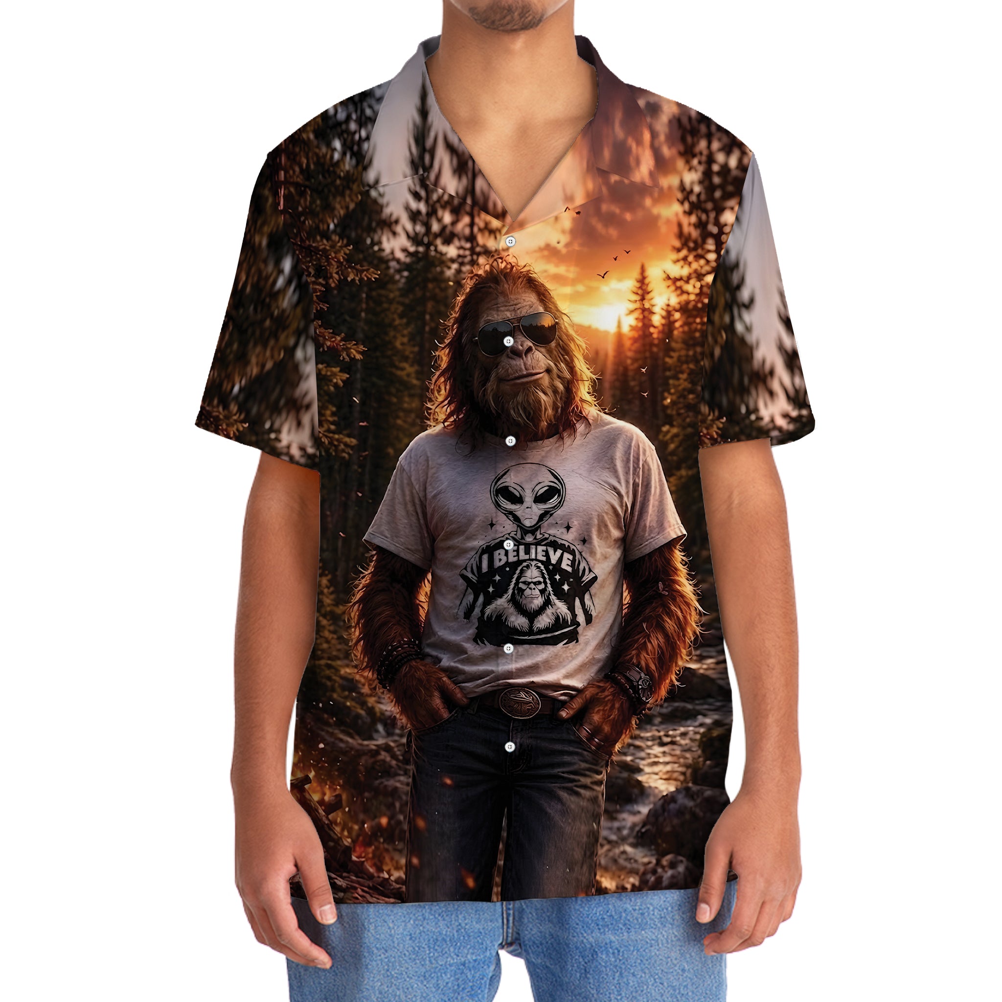 Bigfoot I Believe Hawaiian Shirt Bigfoot I Believe Hawaiian Shirt - Image 5