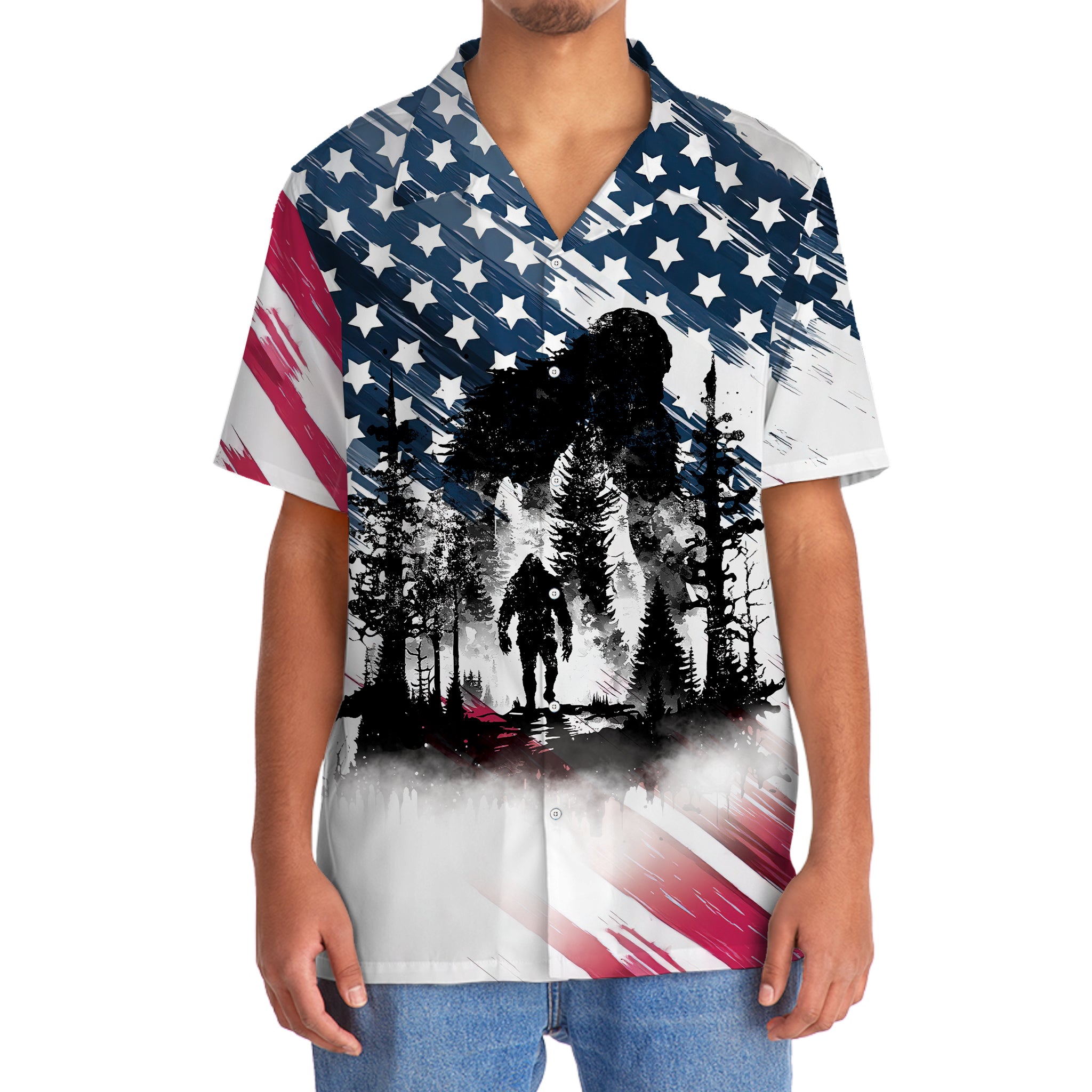 Bigfoot Sasquatch American Flag Patriotic Hawaiian Shirt Bigfoot Sasquatch American Flag Patriotic Hawaiian Shirt - Image 5