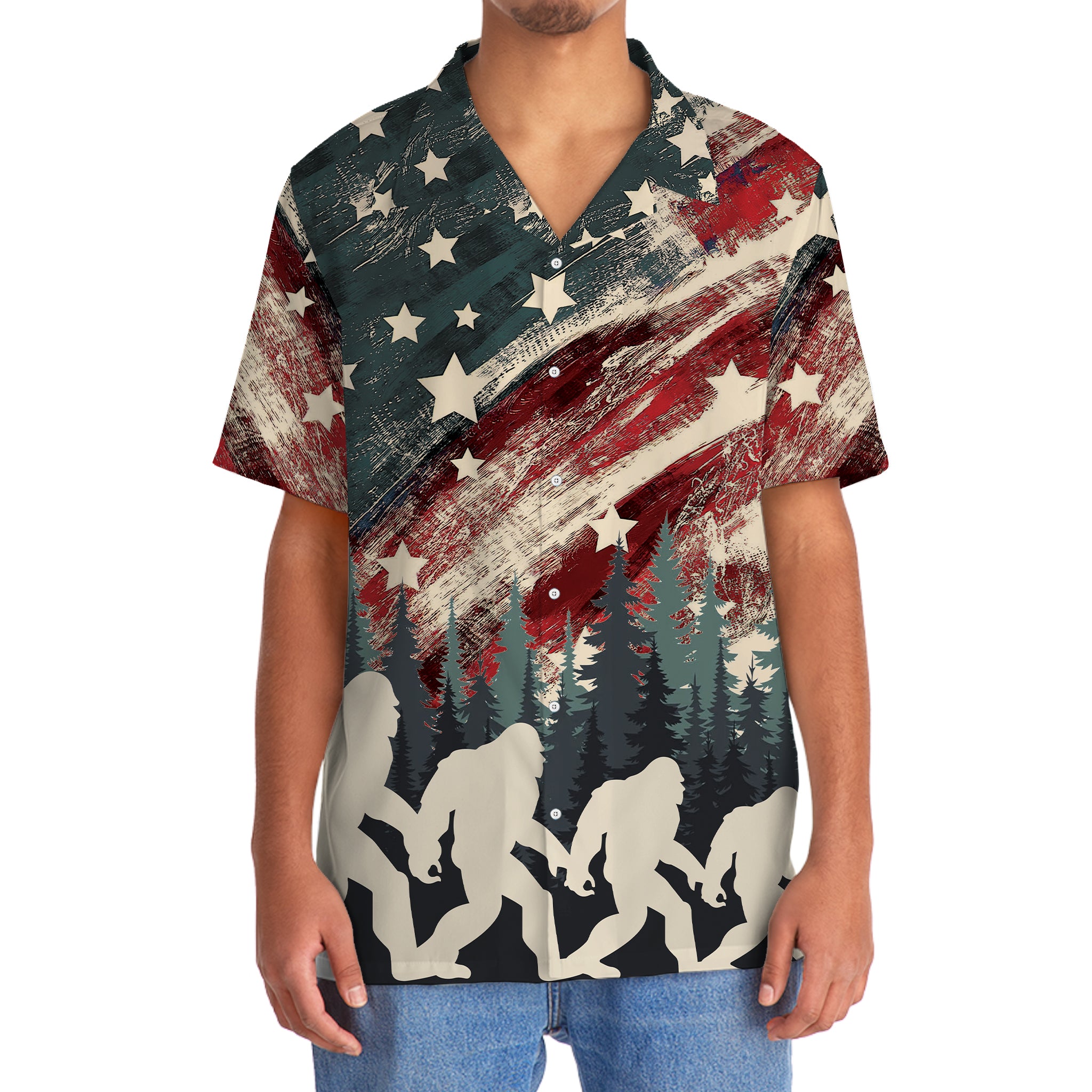 Vintage Bigfoot USA Flag Hawaiian Shirt Vintage Bigfoot USA Flag Hawaiian Shirt - Image 5